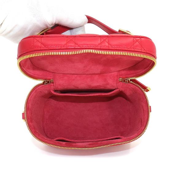 Christian Dior DIORTRAVEL Small Vanity 2way Hand Shoulder Bag Leather Red S54... - Picture 6 of 9